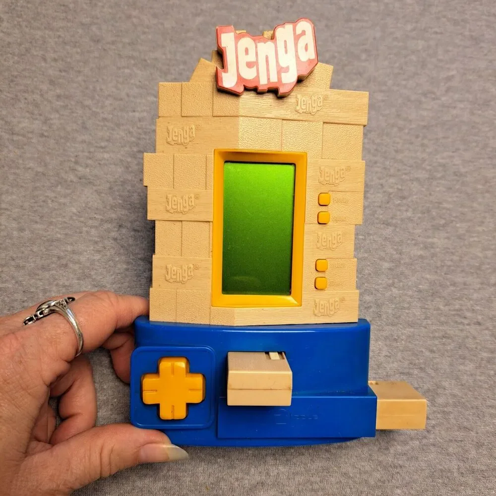 JENGA ELECTRONIC HANDHELD GAME 2008 ZIZZLE TRAVEL PACKABLE FUN TESTED AND WORKS